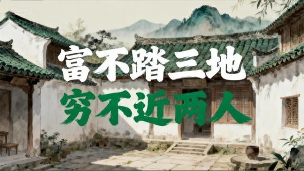 老话说：“富不踏三地，穷不近两人”，老祖宗的话，句句在理