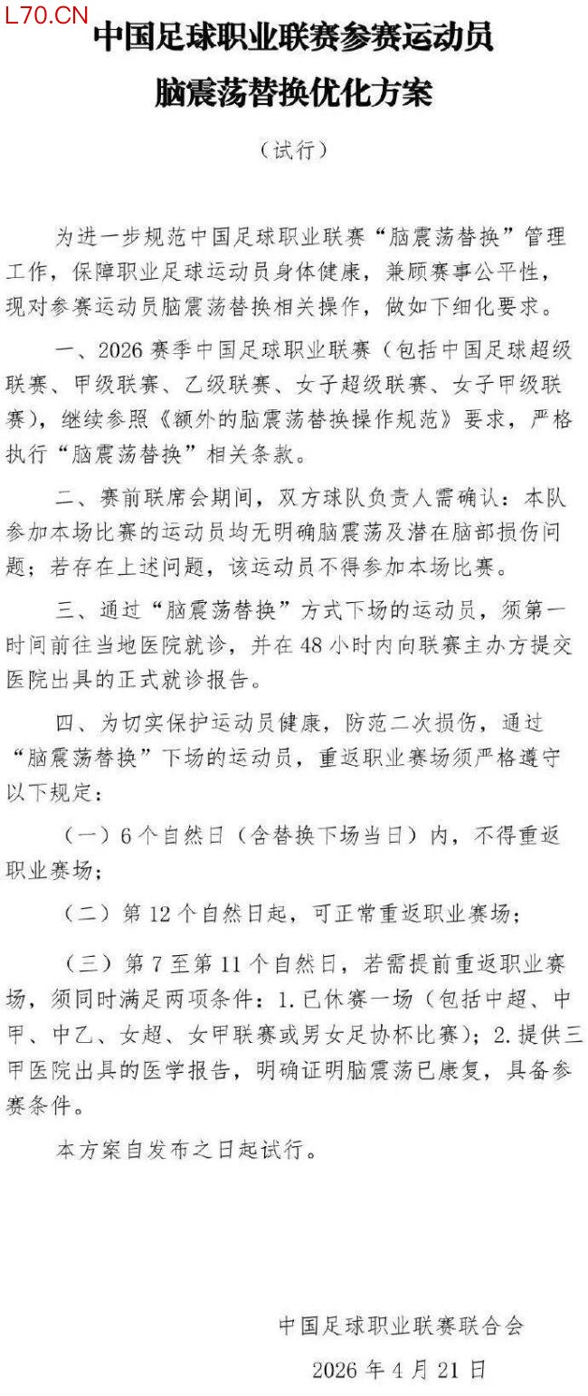 中足联发布新规